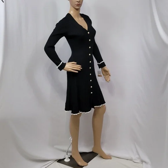 Taylor Fit And Flare Colorblock Mini Sweater Dress - Picture 6 of 17